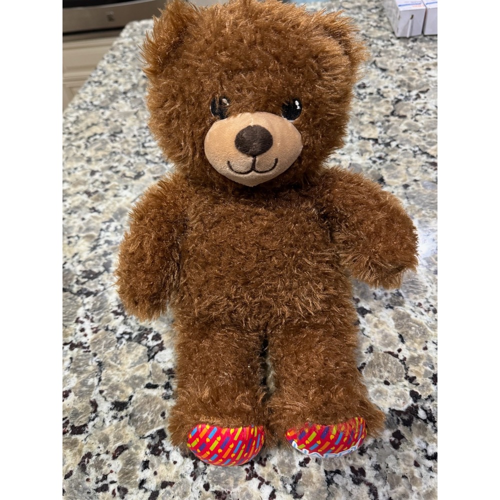 Build-A-Bear Workshop Happy Birthday Teddy Bear Brown Shaggy Plush 16 Inch